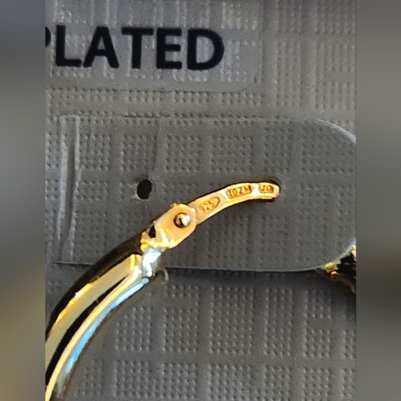 Hoop Earrings Sterling Silver 14K Gold Plated Brilliance Fine Jewelry 1" - Picture 7 of 8